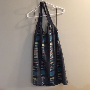 Grey geometric halter dress